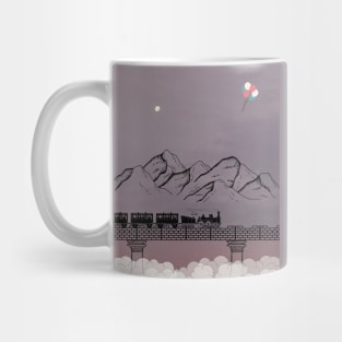 Midnight train and air balloons Mug